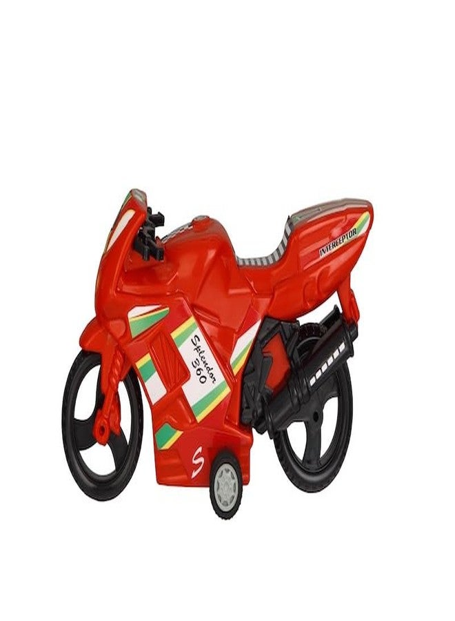 Toy Vibes Plastic Splendor Bike Motorcycle Vehicle Toy for Kids and Toddlers, Stylish and Attractive Plastic Bike Toy for Kids (Red) - Image 4